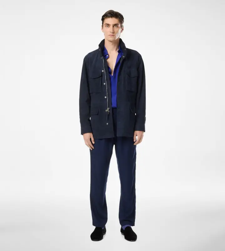 LIGHT SUEDE FIELD JACKET NAVY online